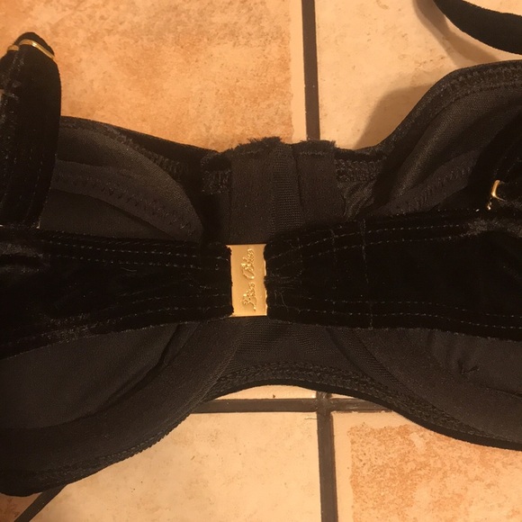 Lisa blue black velvet adjustable straps bikini top size small - Picture 6 of 9